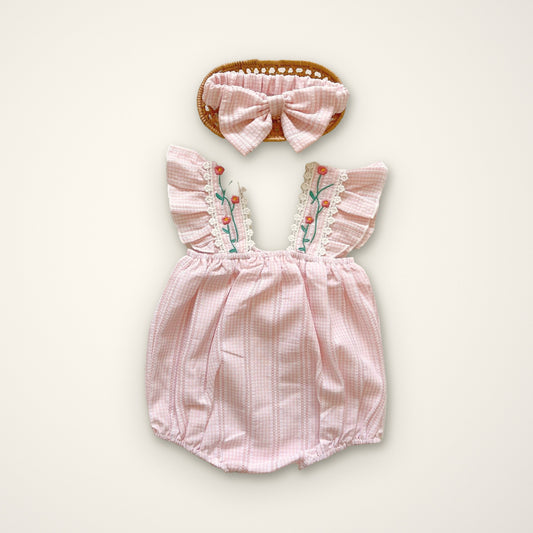 Blossom-Embroidered Romper – E For Egg