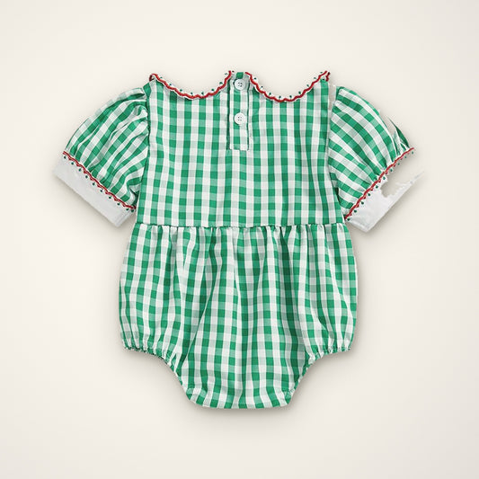 Smocked Gingham Crawling Onesie – E For Egg