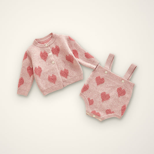 Knit Heart Cardigan Set – E For Egg
