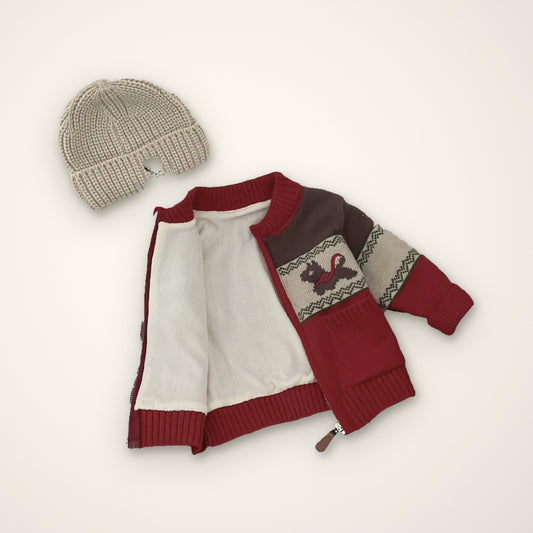Fleece-Lined Knit Cardigan Coat – E For Egg