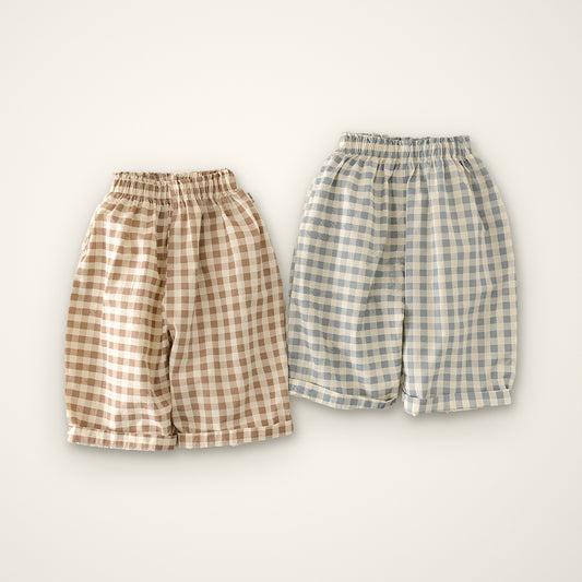 Cotton Plaid Wide-Leg Pants – E For Egg
