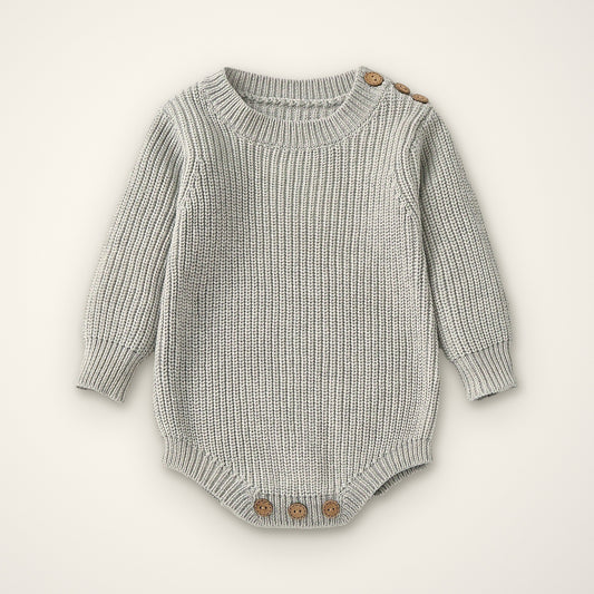Oat Ribbed Romper – E For Egg