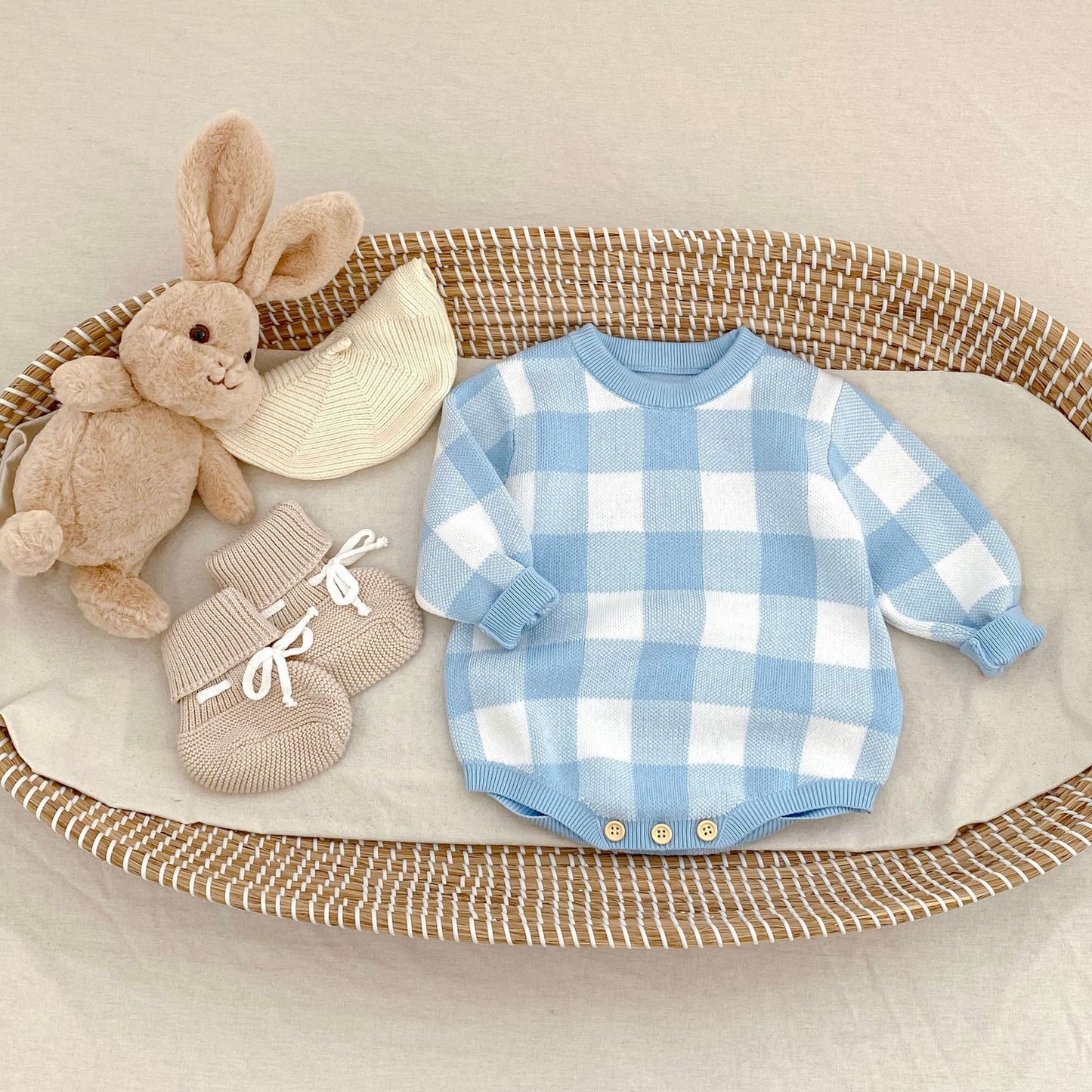 Willow Gingham Romper - styled with props