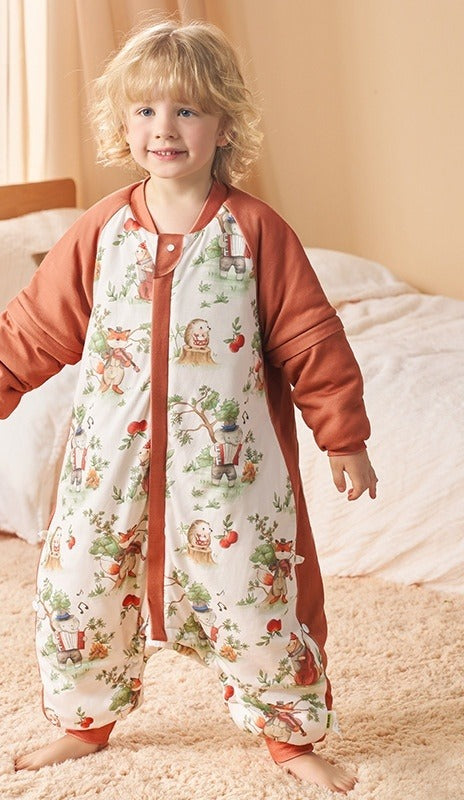 Heirloom silk-wool sleep sack, Forest Ball design