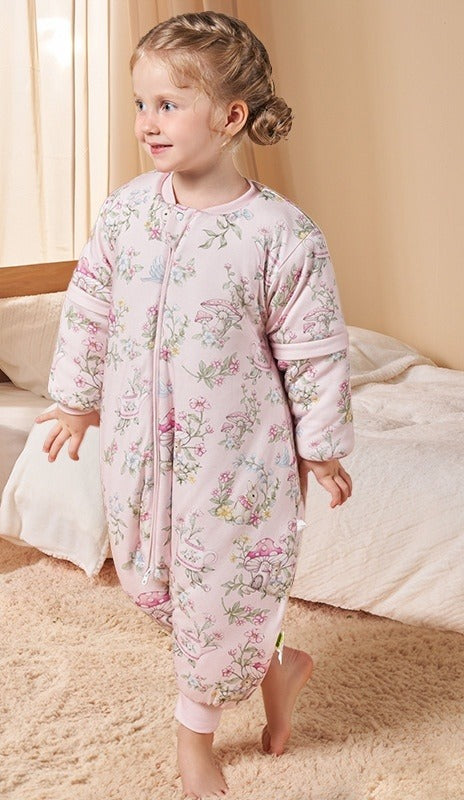 Heirloom silk-wool sleep sack, Garden Tea Party design